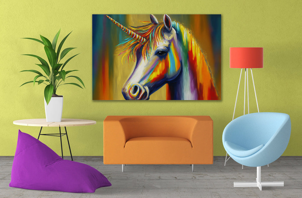 Unicorn Canvas Art – Colorful Kids Room Art With Vibrant Giclee Canvas Print