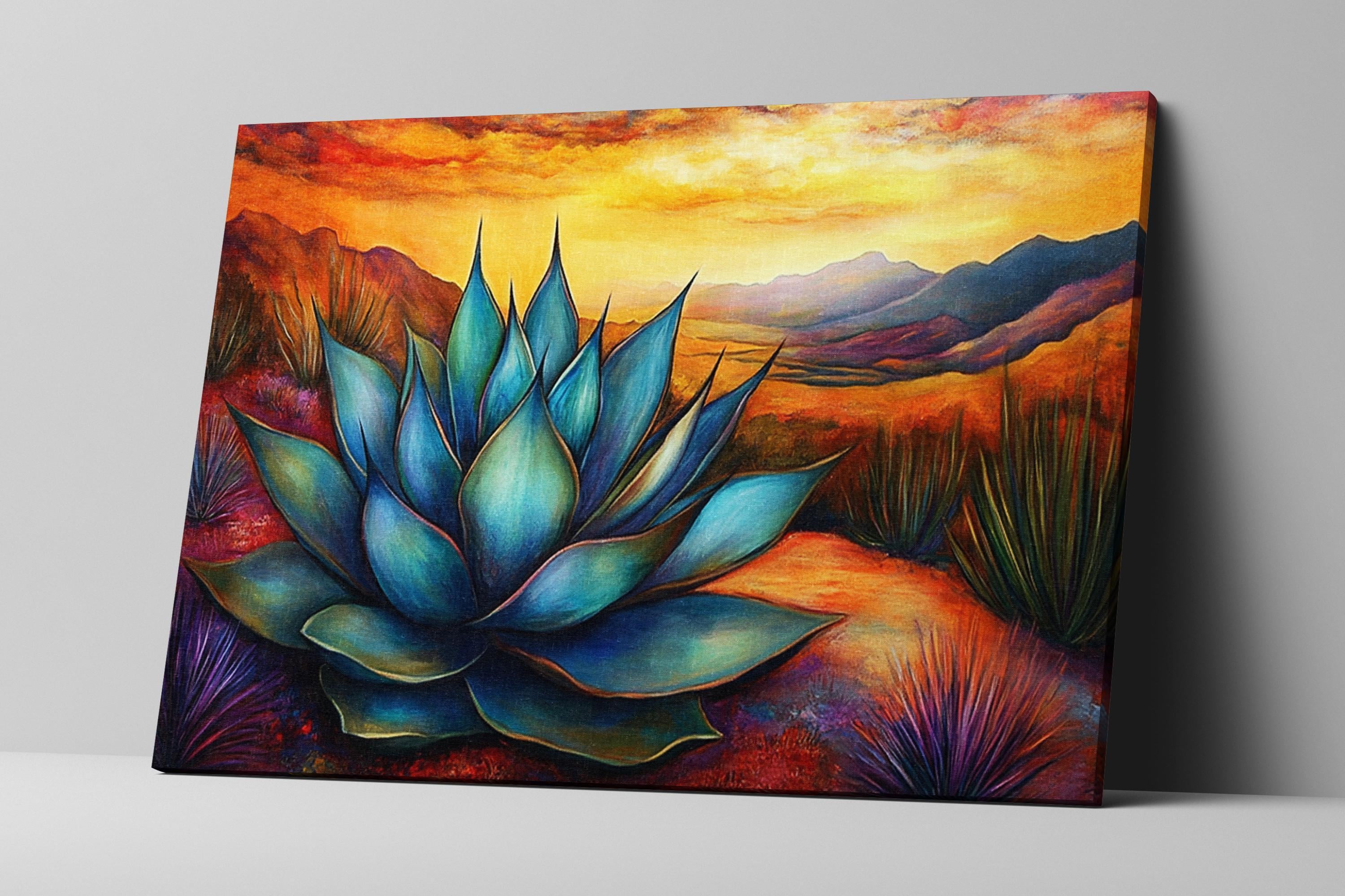 Succulent Agave Canvas | Extra Large Wall Art - Framed Succulent Art, Ready to Hang