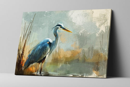 Blue Heron Canvas - Large Gallery Wrapped Canvas Art | Wetland Wildlife Wall Art