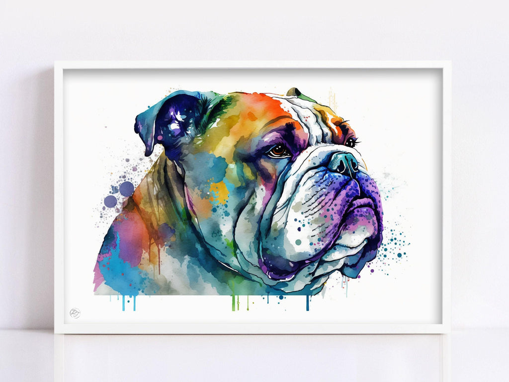 Bulldog Beauty: English Bulldog Watercolor Painting, Giclee Print on Canvas, Artist Paper, Watercolor Paper, Available in Extra Large Sizes