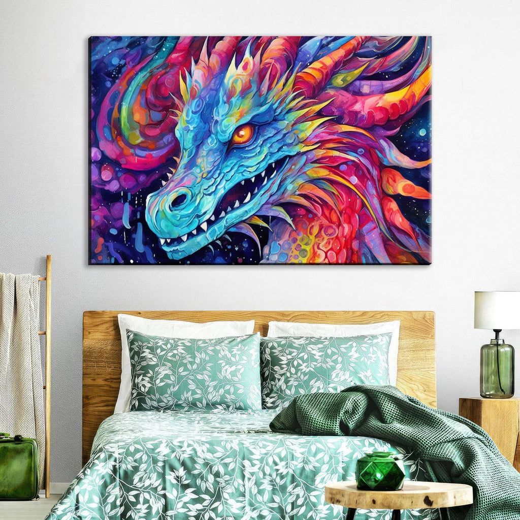 Dragon Canvas Art – Large Canvas Print With Fierce Dragon Artwork & Vibrant Fantasy Painting
