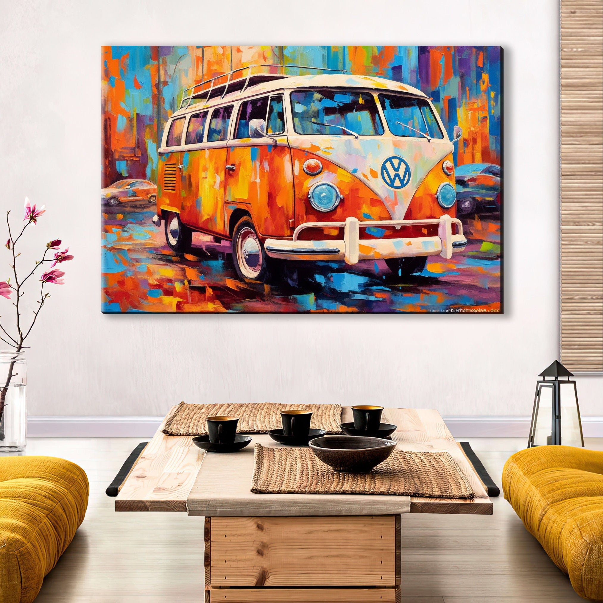 Volkswagen Bus Canvas | Retro VW Bus Art on Gallery Wrapped Canvas - Large Wall Art
