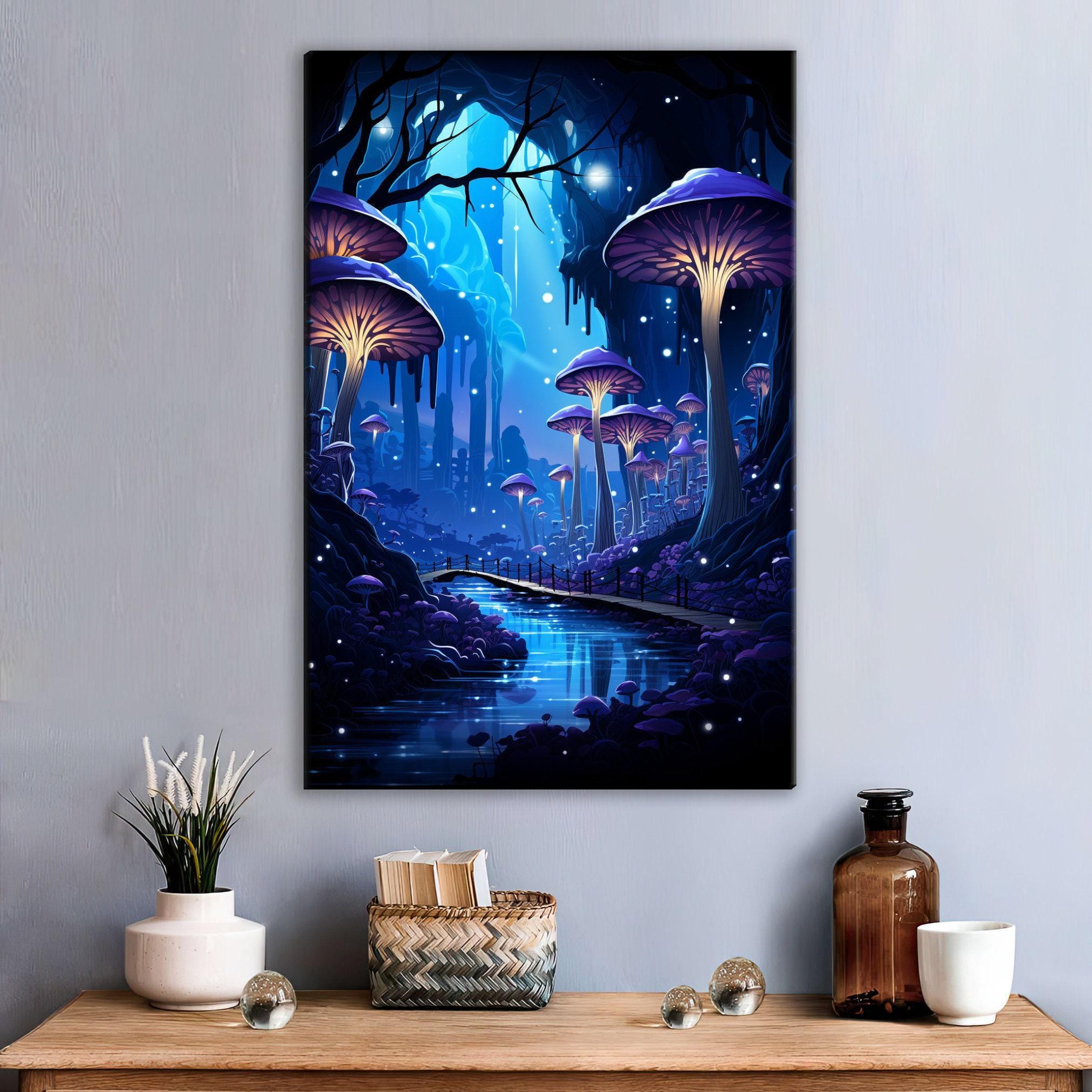 Mystical Mushroom Canvas – Large Psychedelic Mushroom Print on Gallery Wrapped Canvas