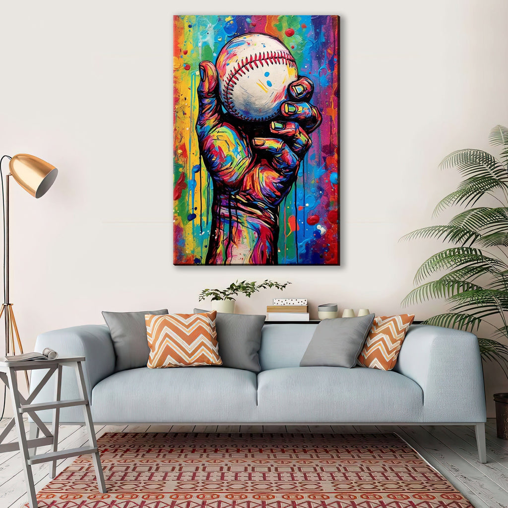 Baseball Canvas Art - Hand Holding Baseball Print | Classic Sports Wall Decor