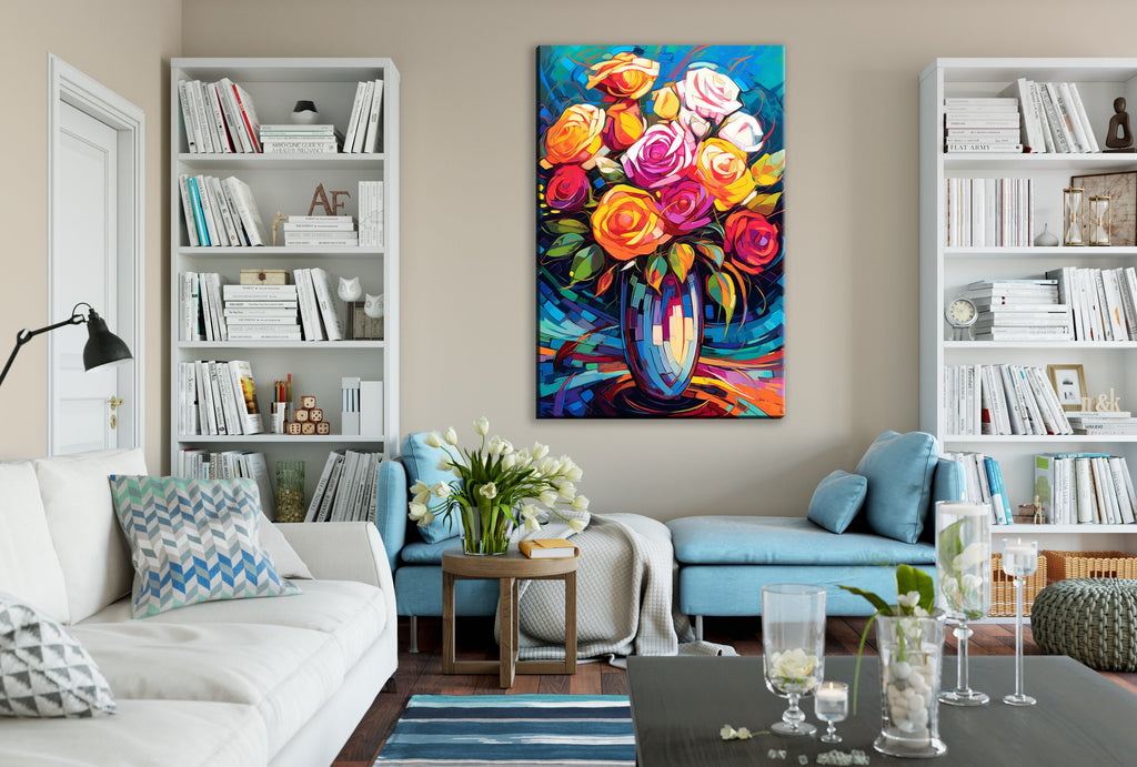 Rose Bouquet Painting - Vibrant Floral Wall Decor | Large Canvas Print