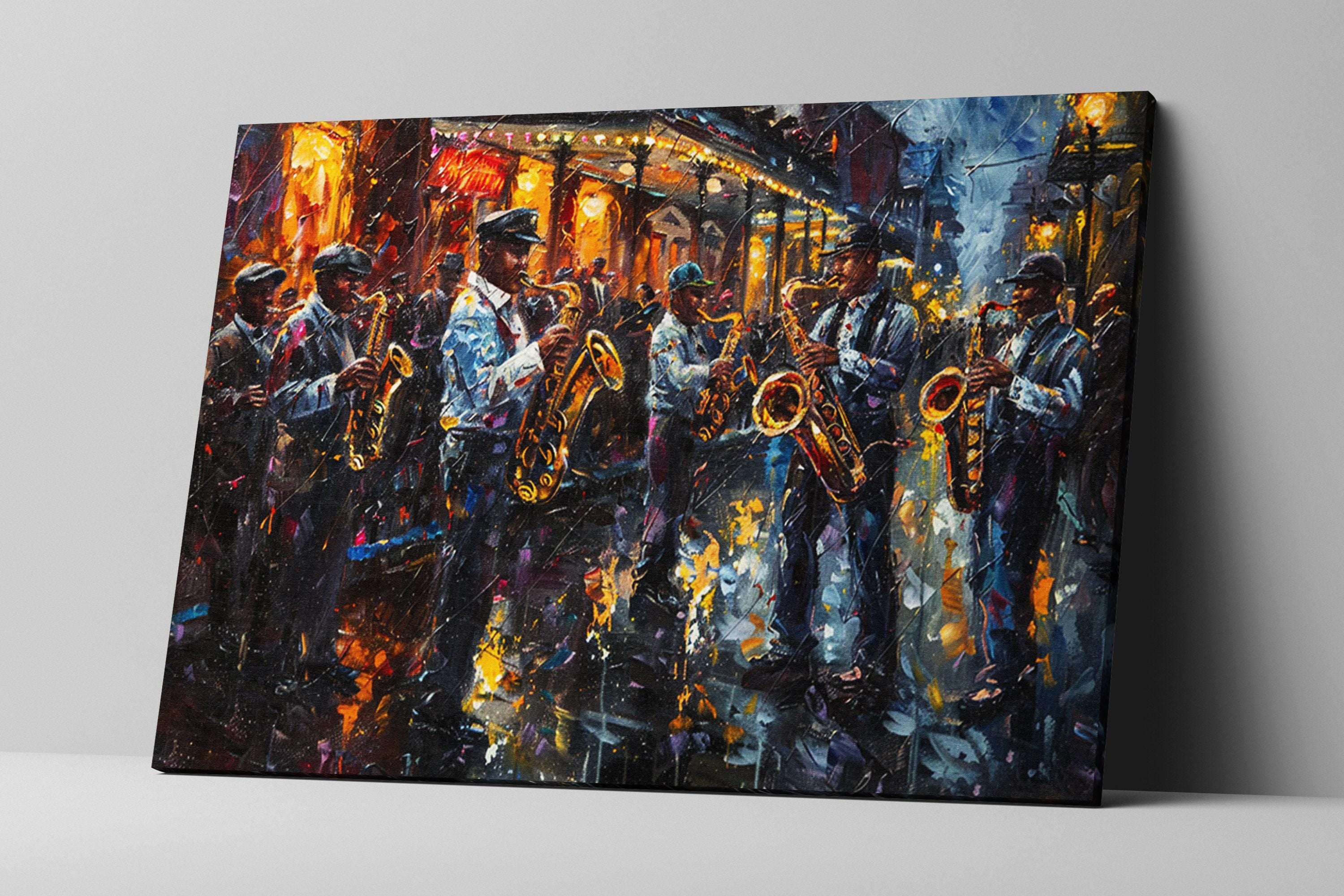 New Orleans Jazz Art – Bourbon Street Painting | Large Canvas Art, Gallery Wrapped