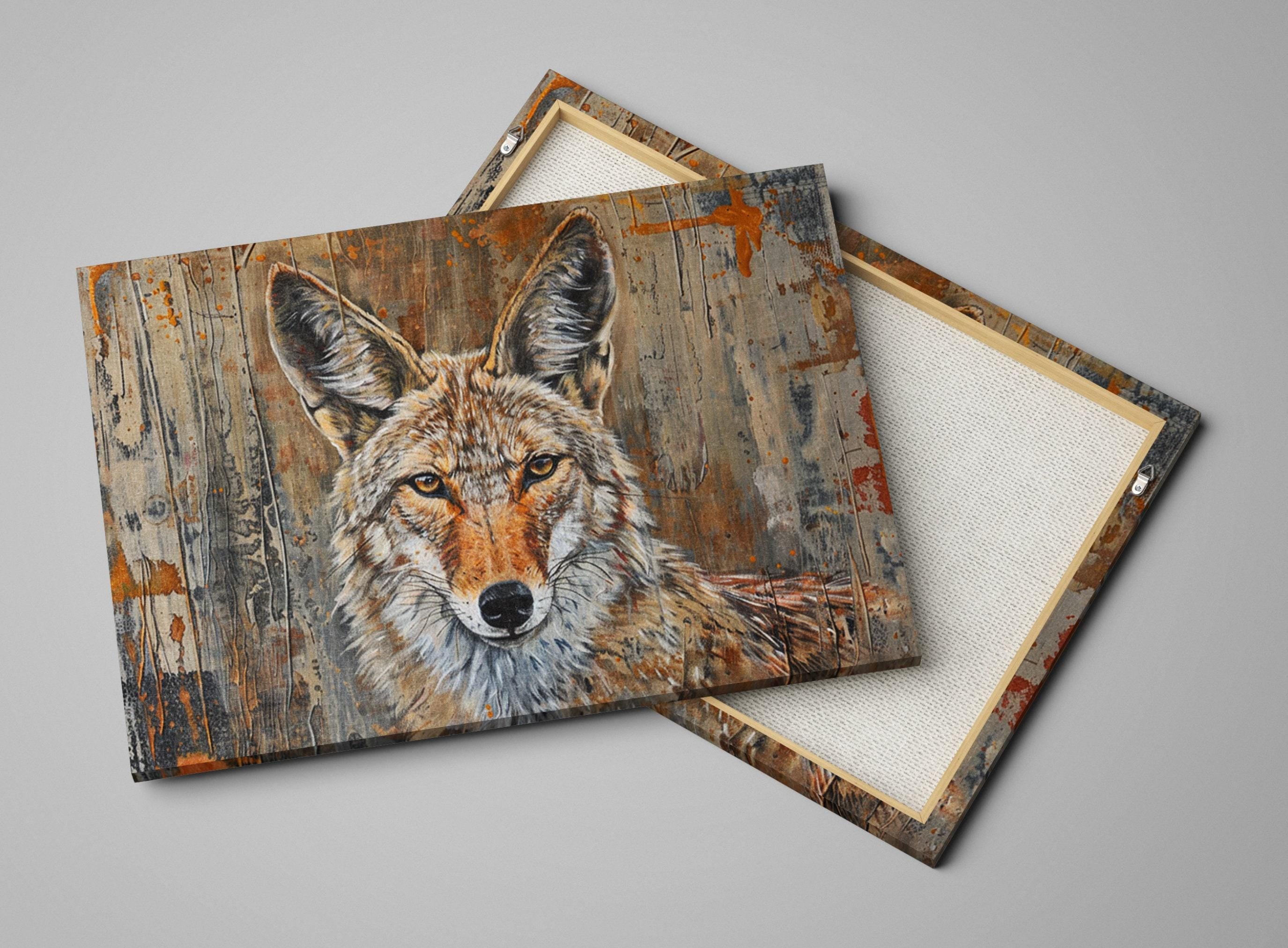 Western Texas Coyote Art | Large Canvas Art - Gallery Wrapped Canvas Ready to Hang