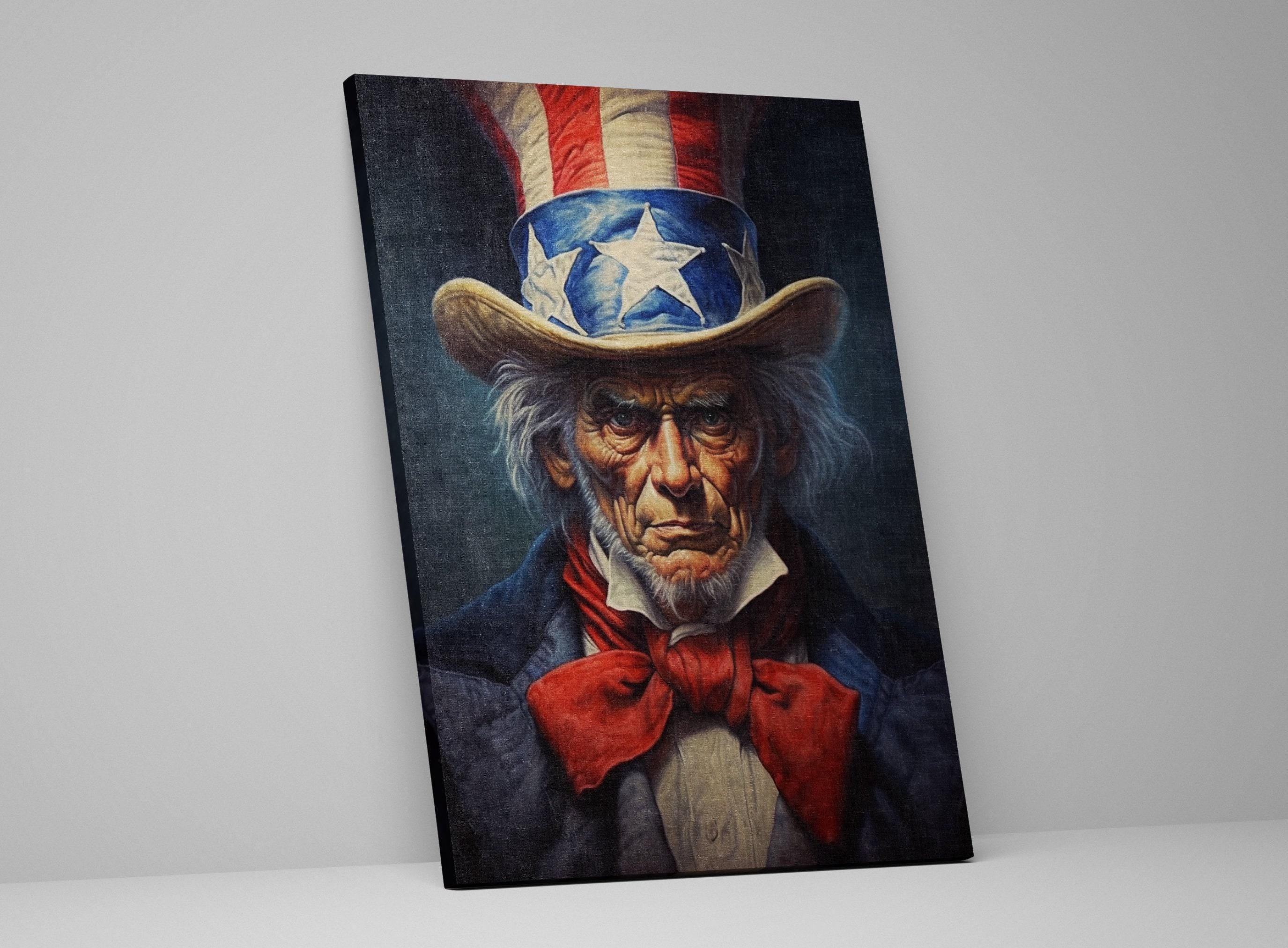 Uncle Sam Canvas Art – Patriotic Wall Art | Large Canvas Print With Wood Frame