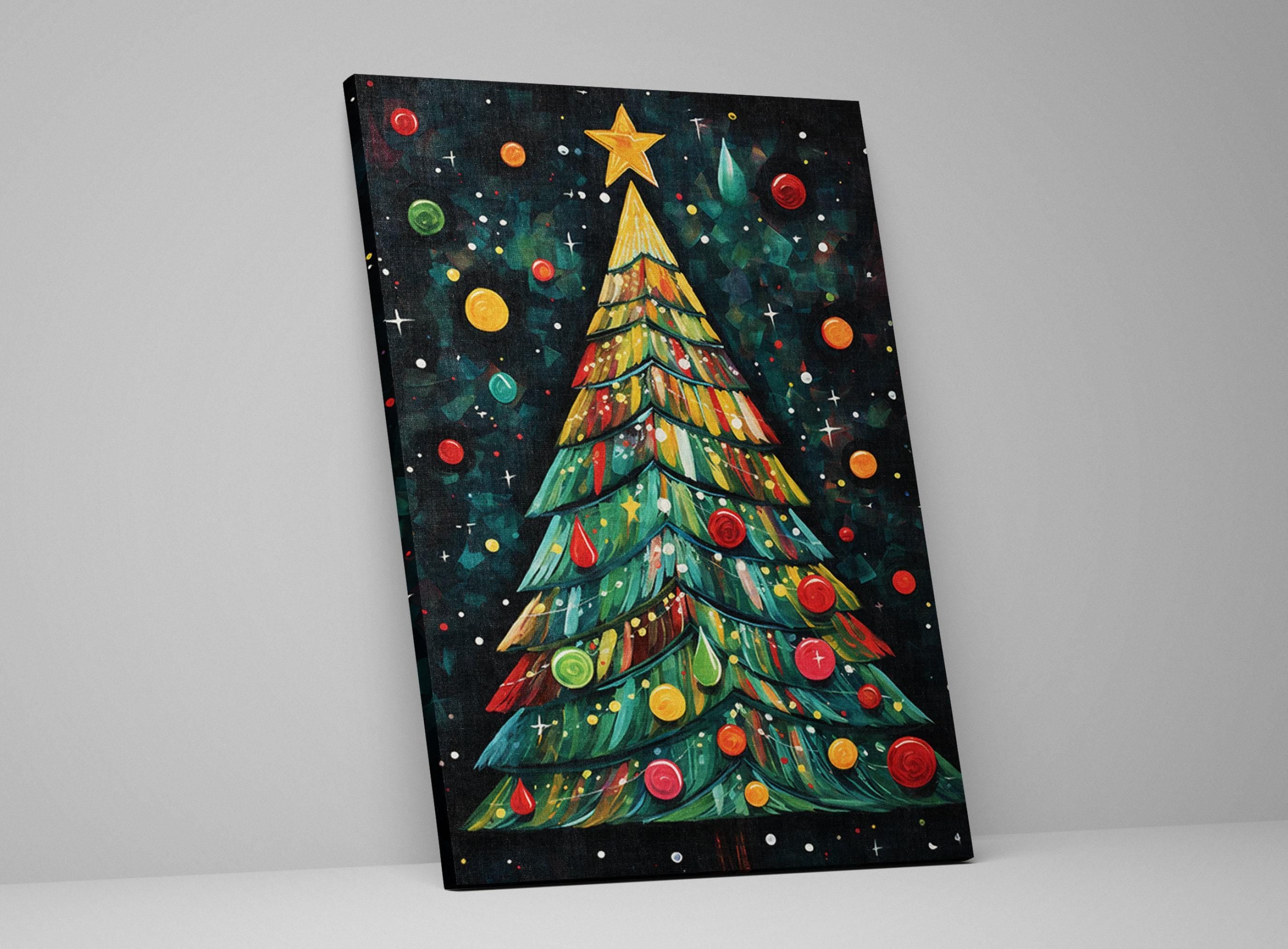 Boho Christmas Canvas - Large Gallery Wrapped Canvas Print with Vibrant Holiday Artwork