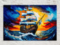 Pirate Ship Painting - Colorful Pirate Wall Art | Kids Room Canvas Print