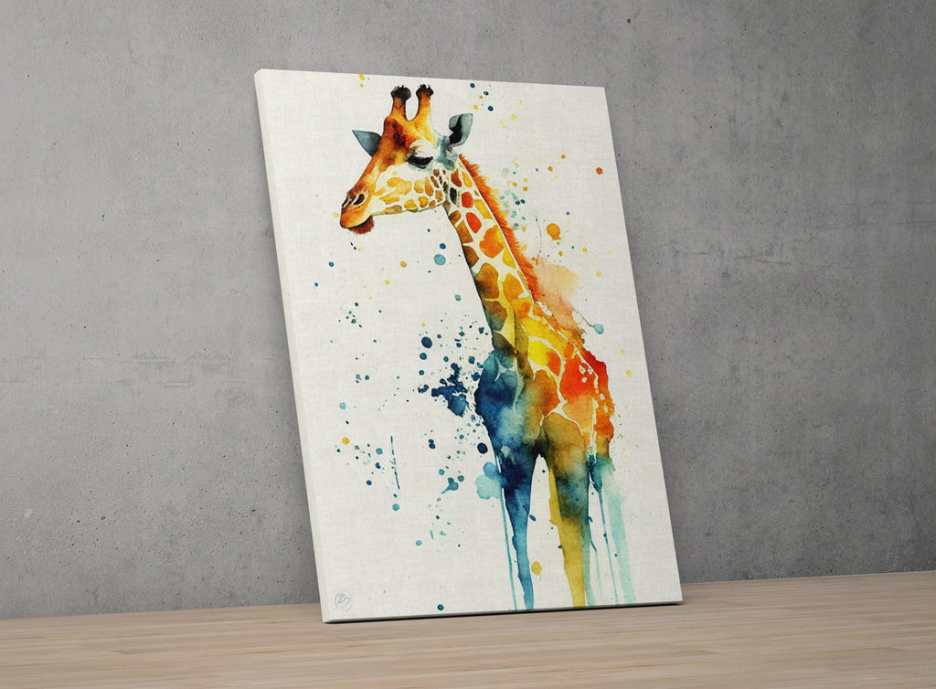 Wildlife Majesty: Giraffe Watercolor Painting, Giclee Print on Canvas, Artist Paper, Watercolor Paper, Available in Extra Large Sizes