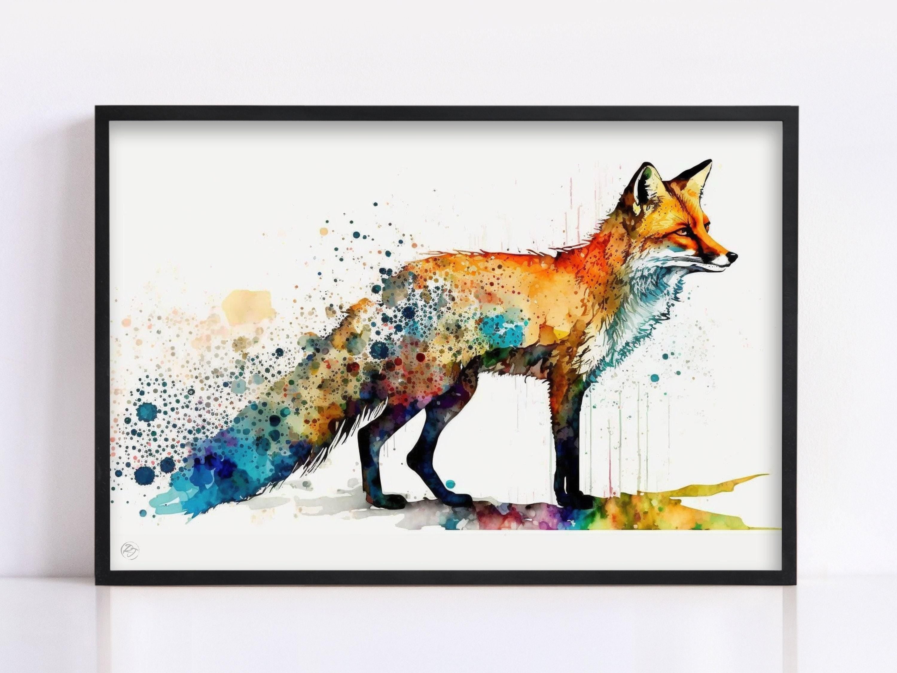 Wildlife Beauty: Fox Watercolor Painting, Giclee Print on Canvas, Artist Paper, Watercolor Paper, Available in Extra Large Sizes
