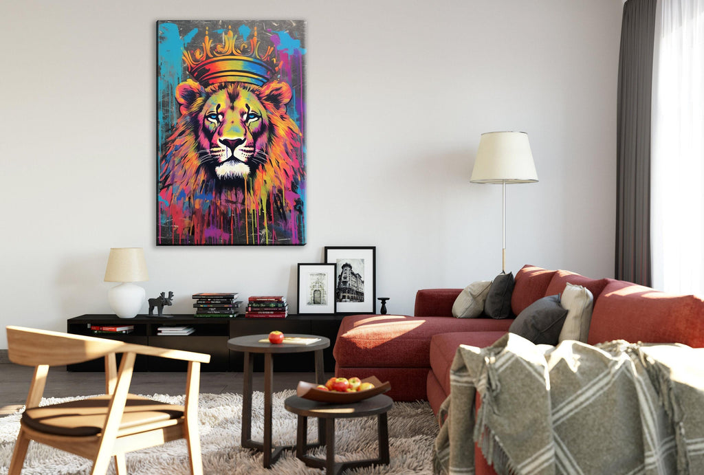 Lion Canvas Wall Art – Large Canvas Art | Spraypaint Graffiti Urban Wall Decor