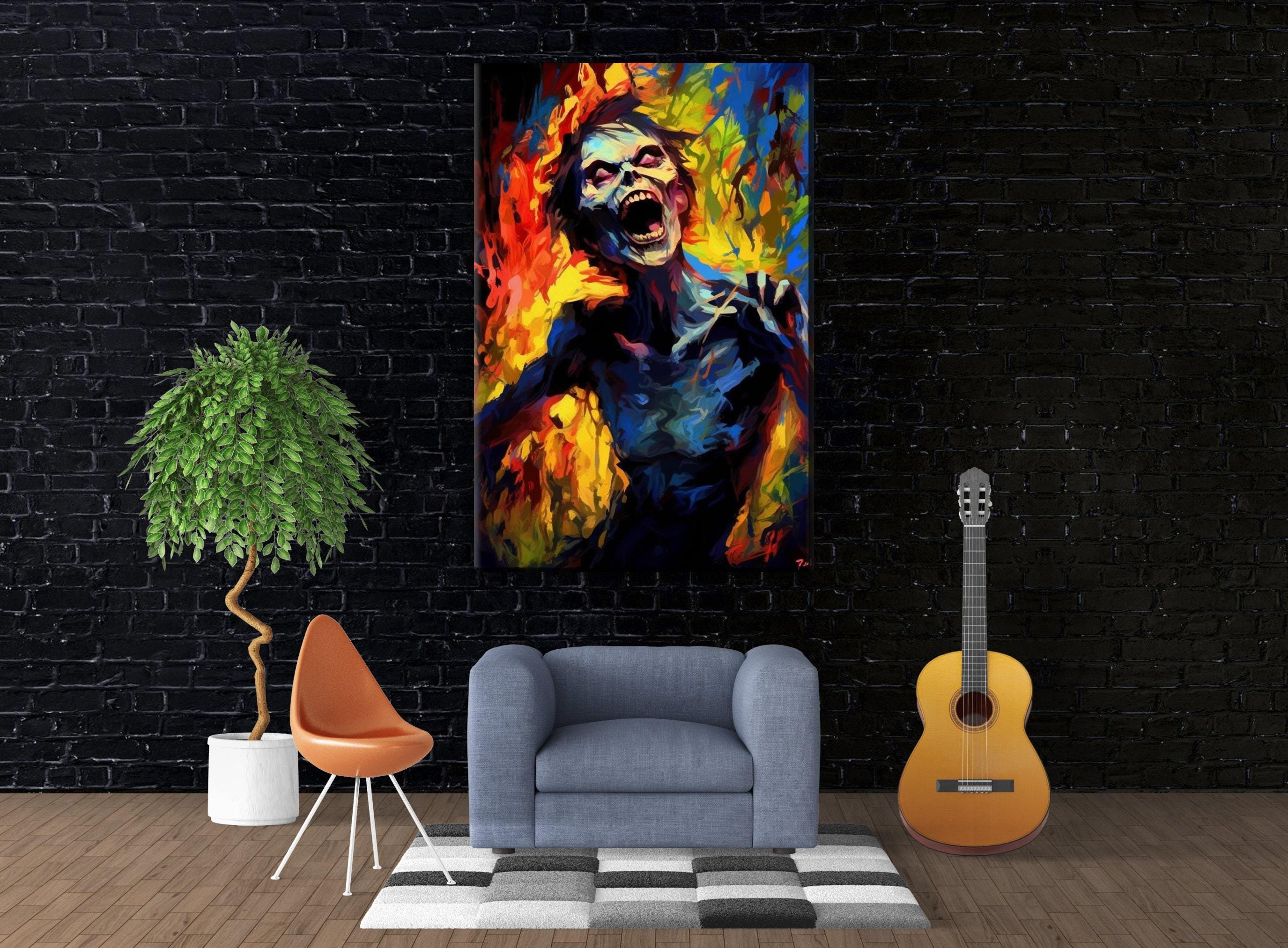 Halloween Zombie Wall Art – Large Spooky Canvas Print on Gallery Wrapped Artist Grade Canvas
