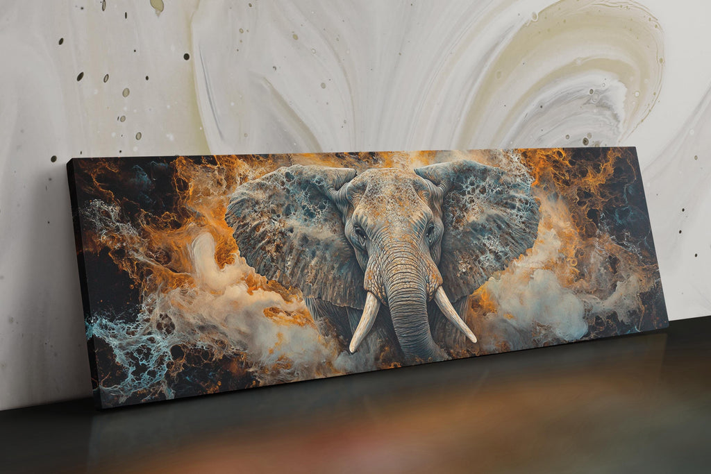 a painting of an elephant on a wall