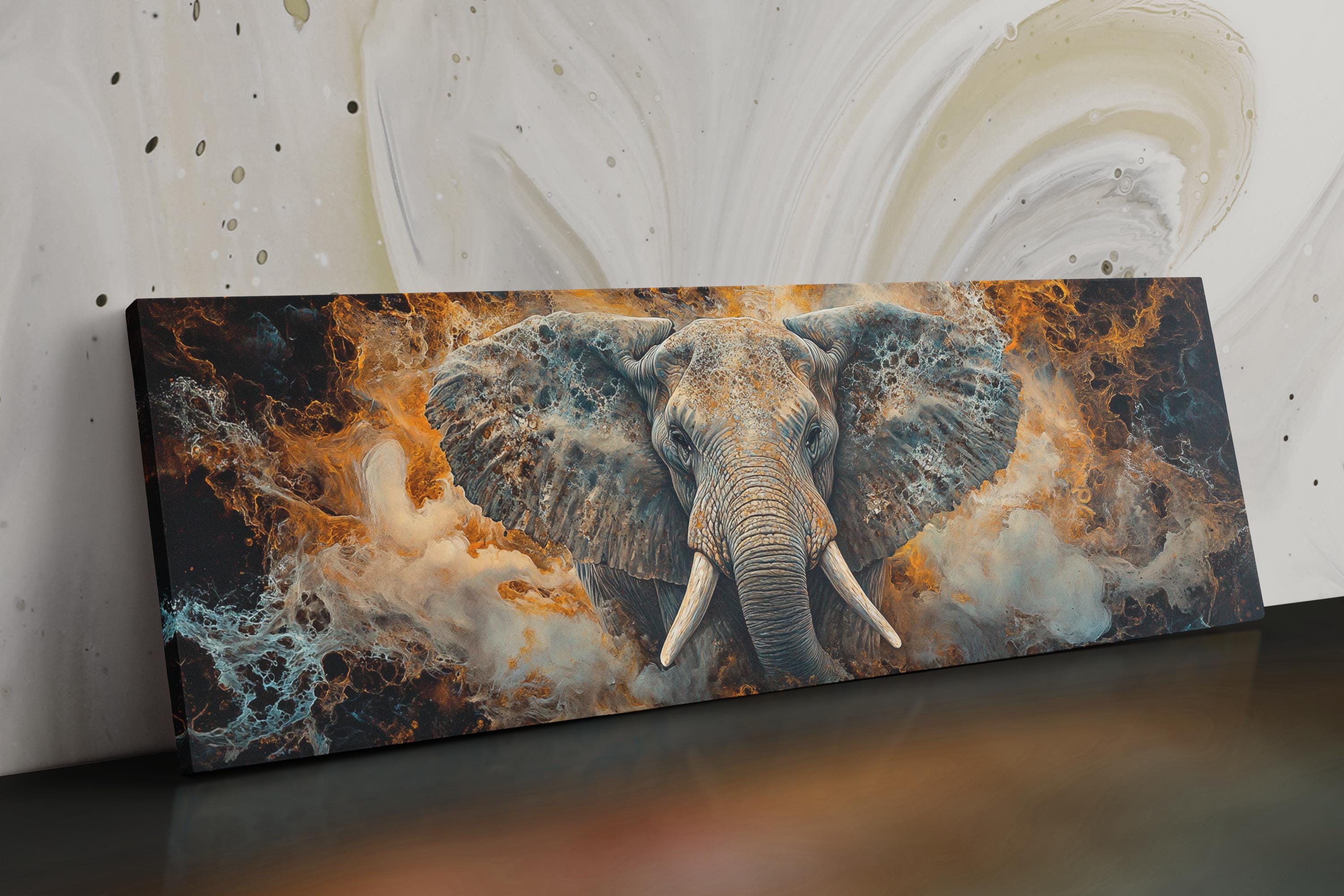 a painting of an elephant on a wall