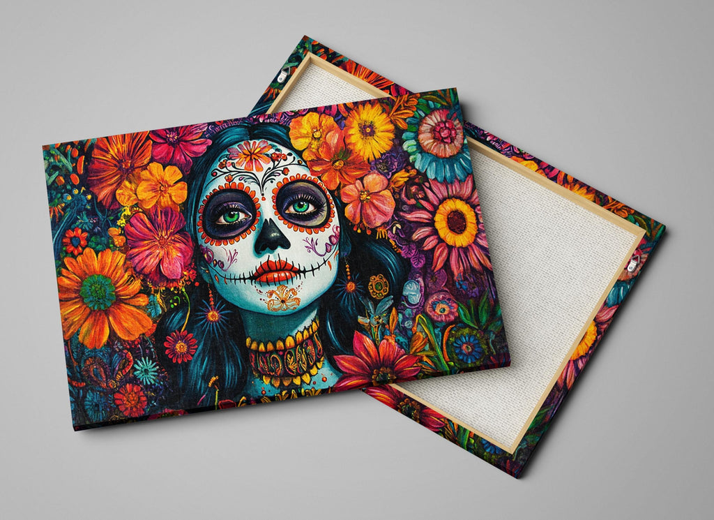 Day of the Dead Art - Extra Large Framed Canvas Print | Vibrant Mexican Holiday Wall Decor
