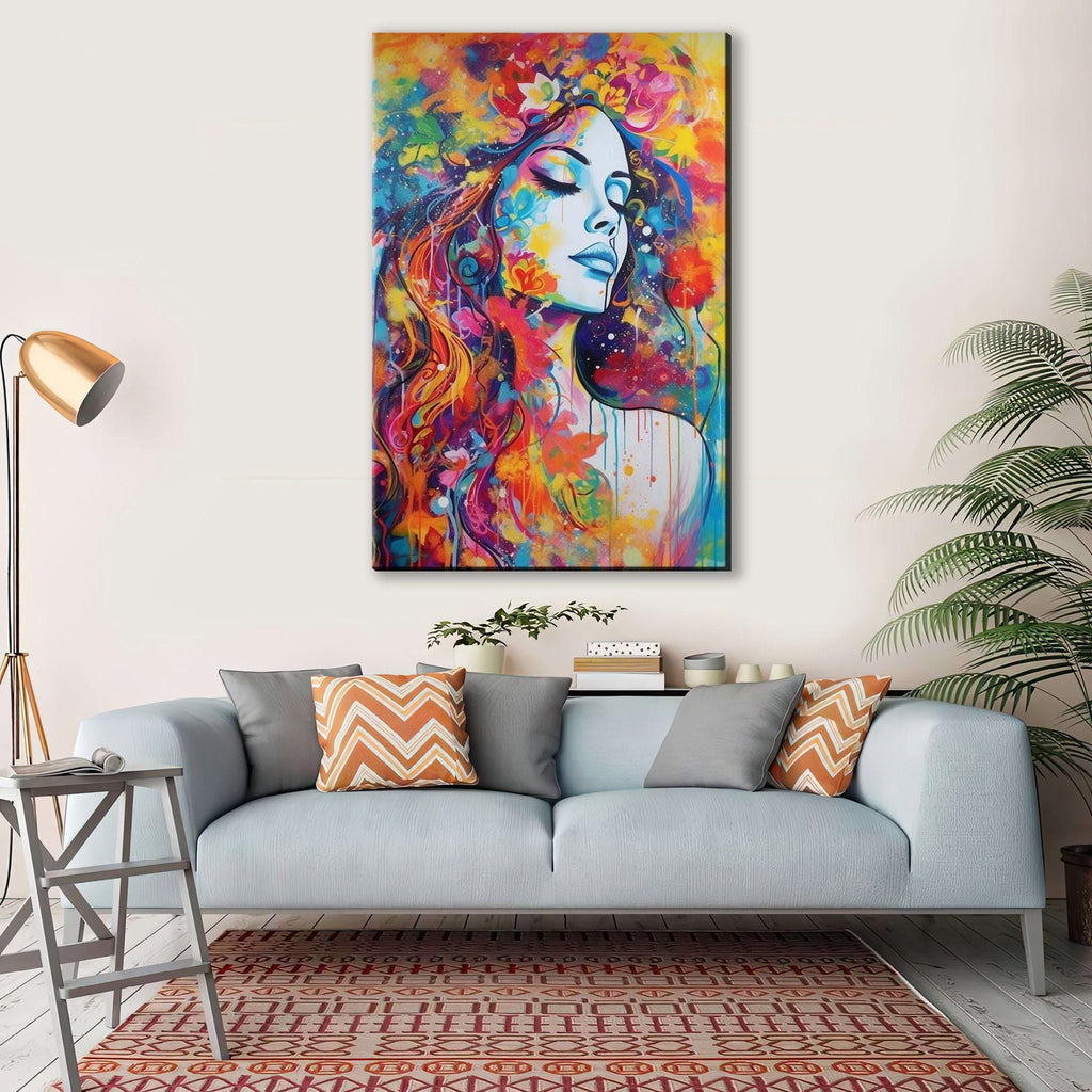 Woman Canvas Wall Art – Large Canvas Art | Sensual Paint Drip Artwork