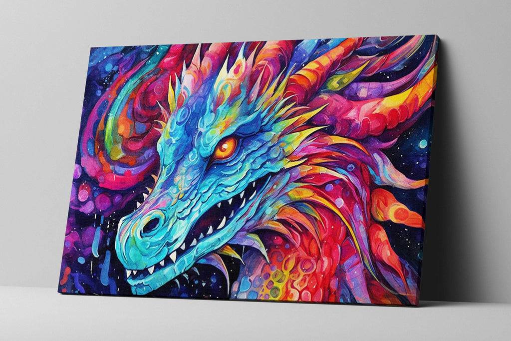 Dragon Canvas Art – Large Canvas Print With Fierce Dragon Artwork & Vibrant Fantasy Painting