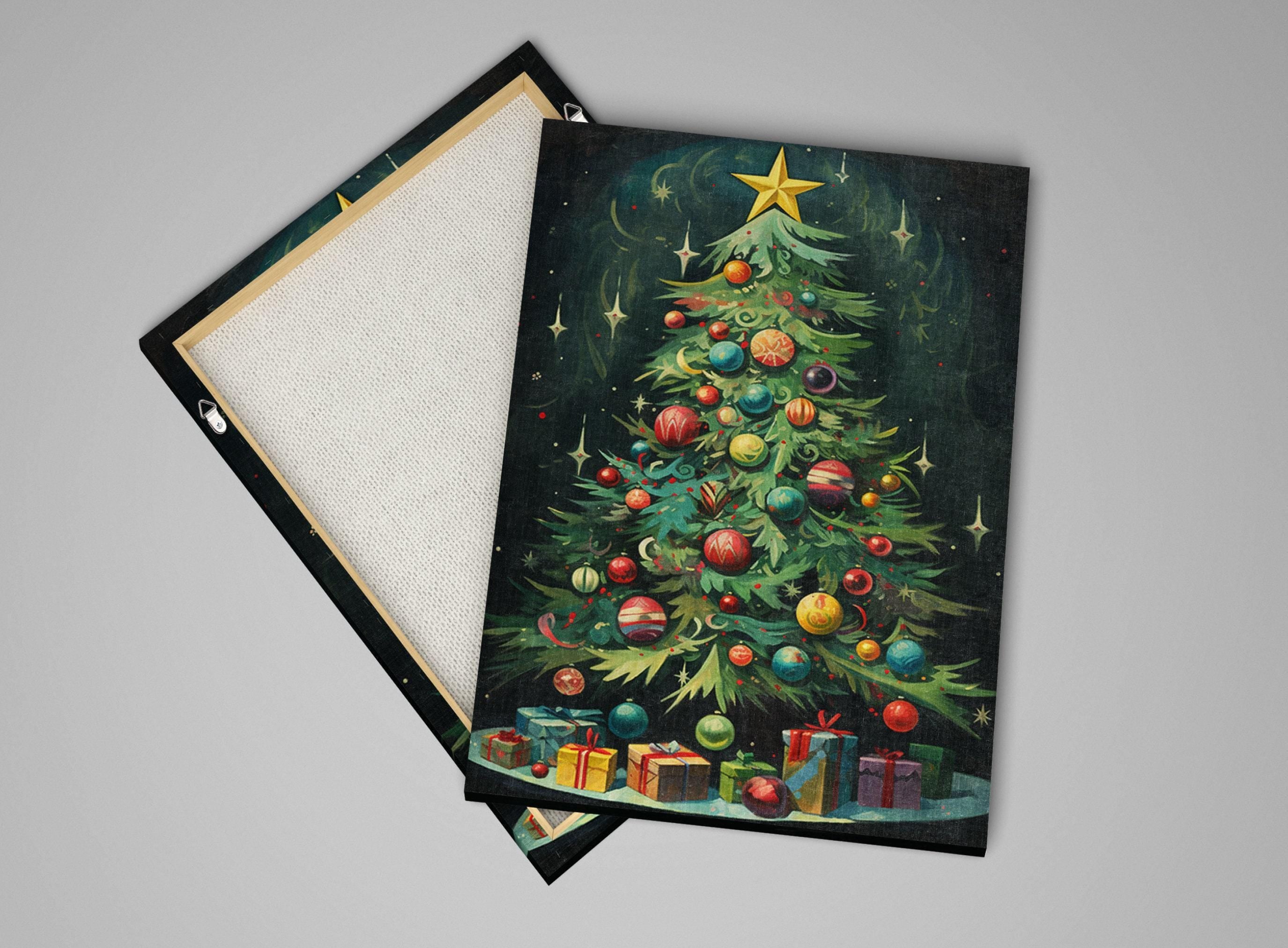 Art Deco Christmas Tree - Extra Large Gallery Wrapped Canvas Print | Chic Holiday Wall Decor
