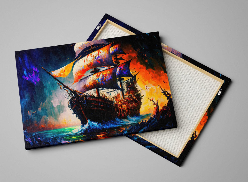 Pirate Ship Canvas – Colorful Kids Room Wall Art With Vibrant Pirate Painting