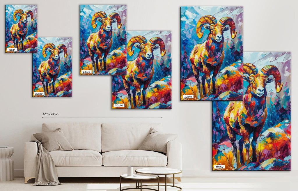 Bighorn Sheep Artwork – Southwest Art Print on Gallery Wrapped Canvas, Ready to Hang