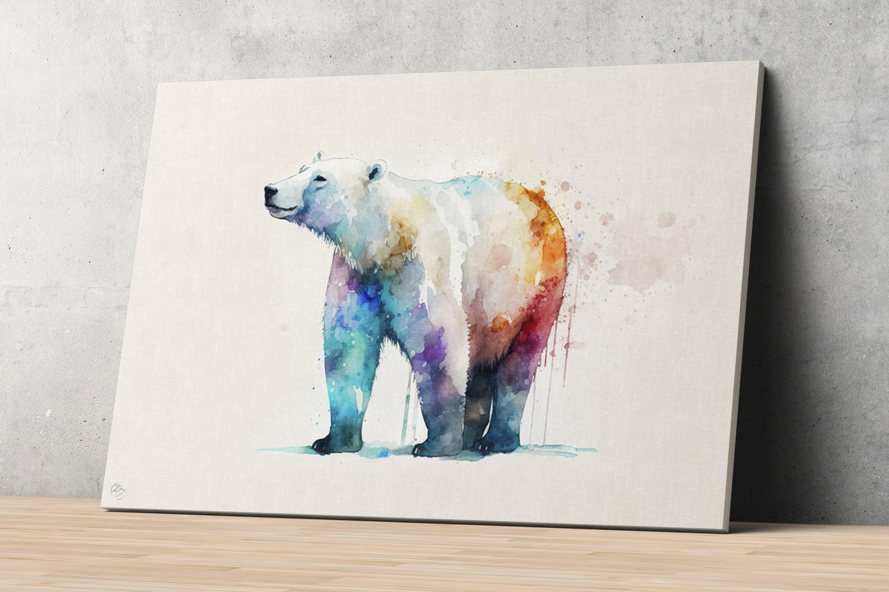 Pristine Wilderness: Polar Bear Watercolor Painting, Giclee Print on Canvas, Artist Paper, Watercolor Paper, Available in Extra Large Sizes