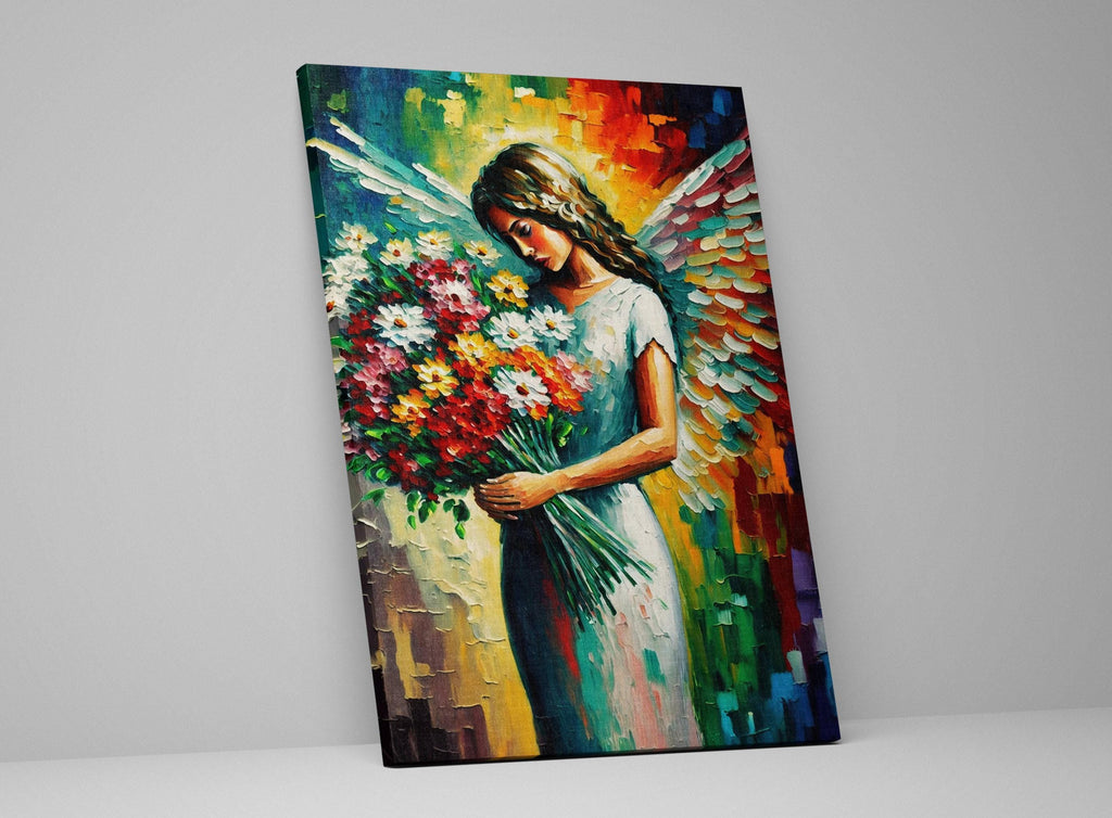 Angel Wall Art – Beautiful Flower Angel Print on Large Gallery Wrapped Canvas