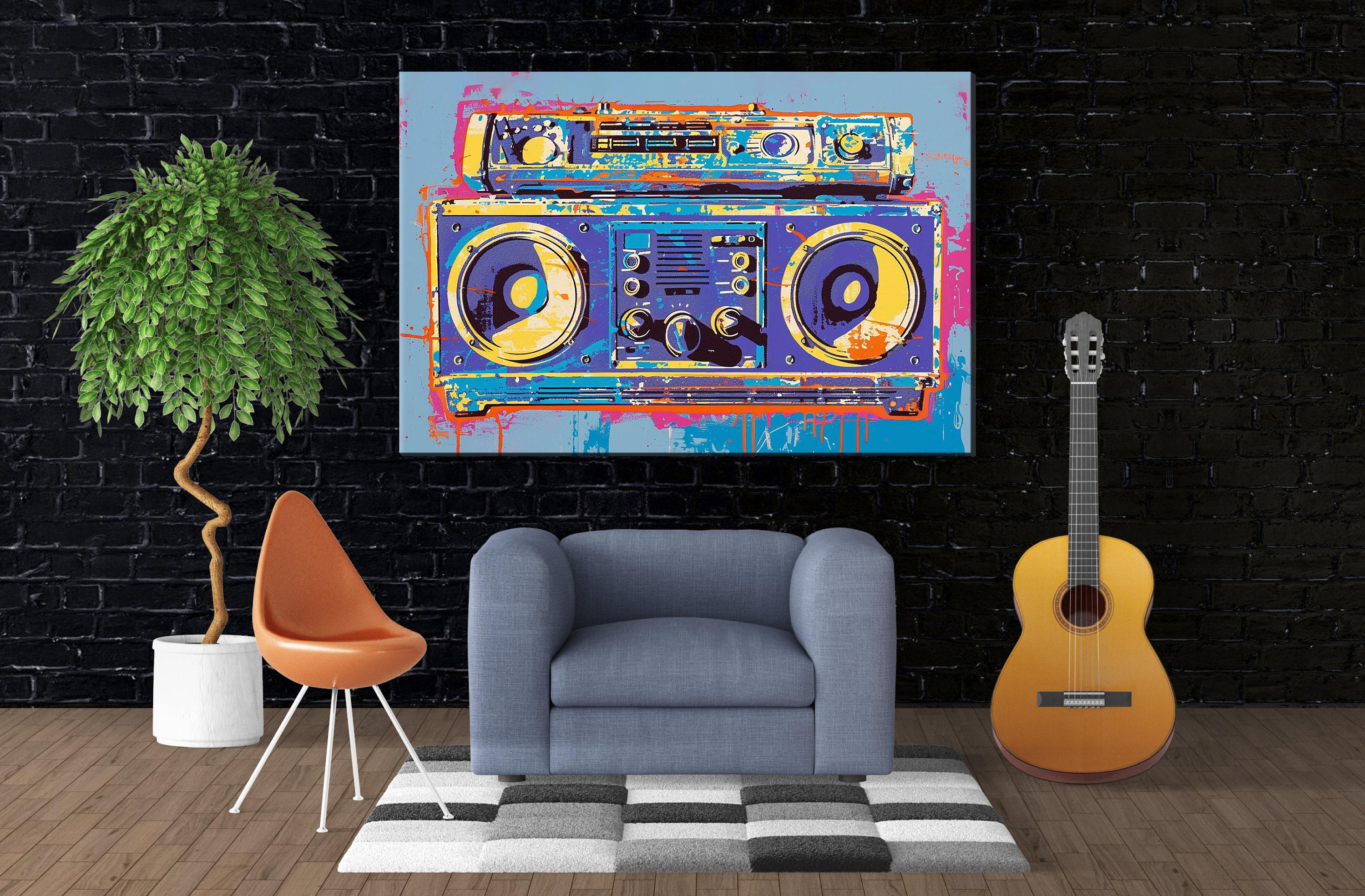 Retro Boombox Wall Art - Pop Art Canvas Print | Extra Large Gallery Wrapped Canvas