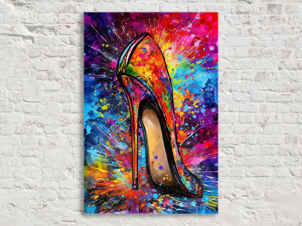 High Heel Painting - Colorful Canvas Wall Art with Stylish Heels Decor