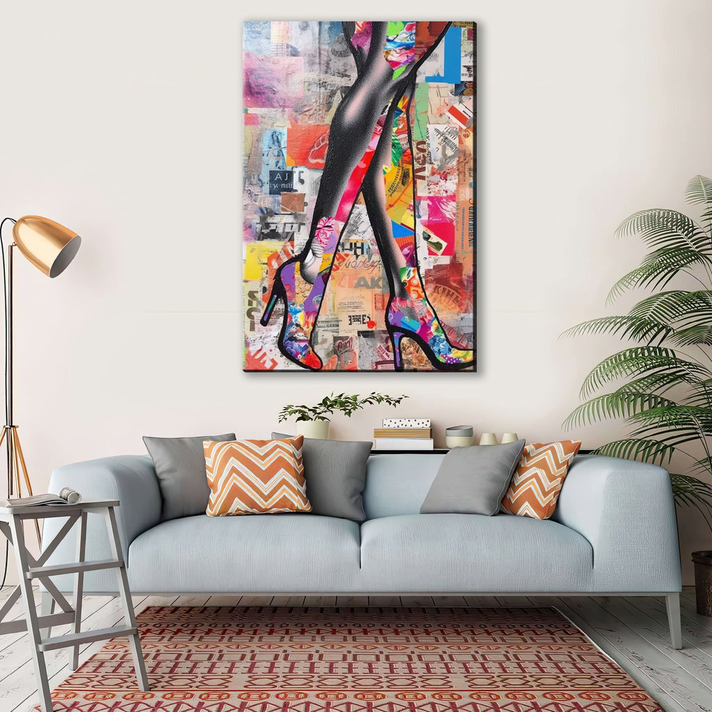 Woman Legs Canvas - Large Canvas Wall Art | Modern Collage Fashion Decor
