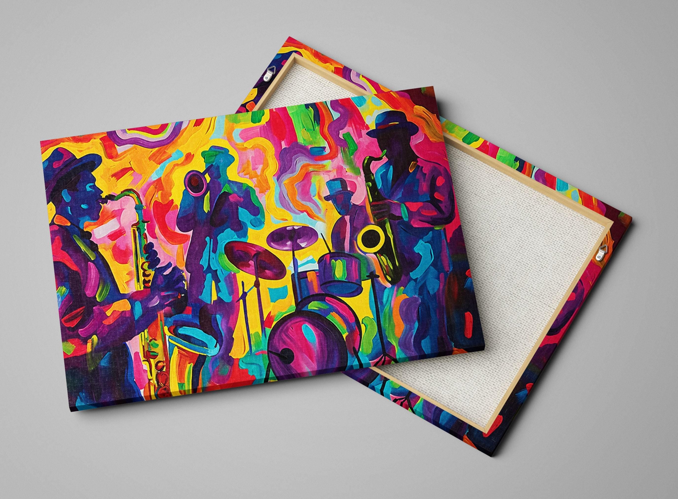 Abstract Jazz Wall Art – Gallery Wrapped Canvas Print | Ready to Hang, Extra Large