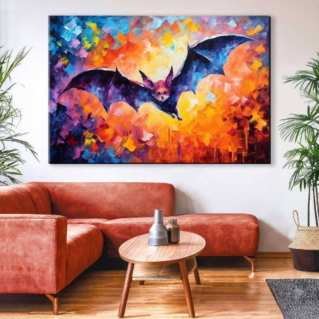 Halloween Bat Canvas - Spooky Wall Art | Large Gallery Wrapped Canvas Print