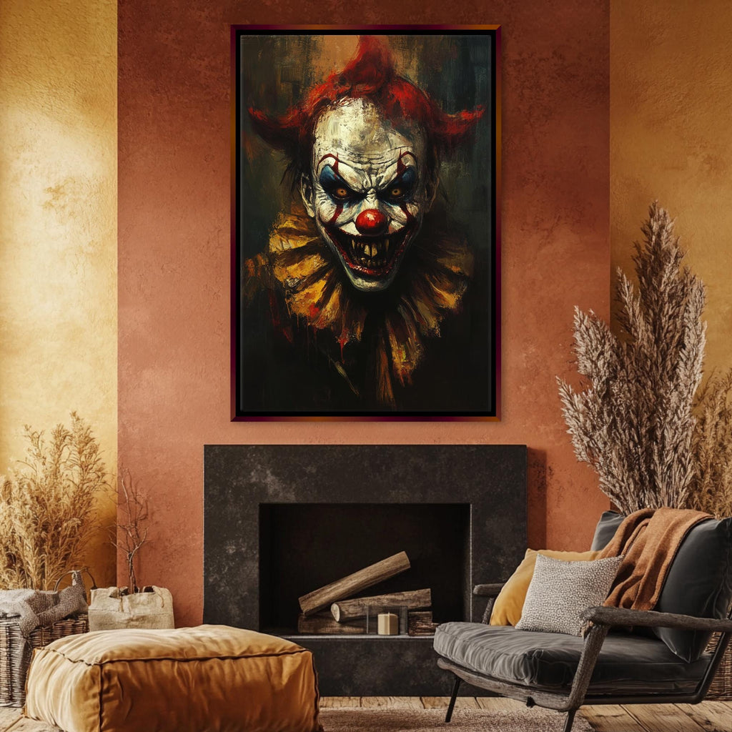 Gothic Clown Wall Art – Extra Large Sinister Clown Canvas | Framed or Gallery Wrapped