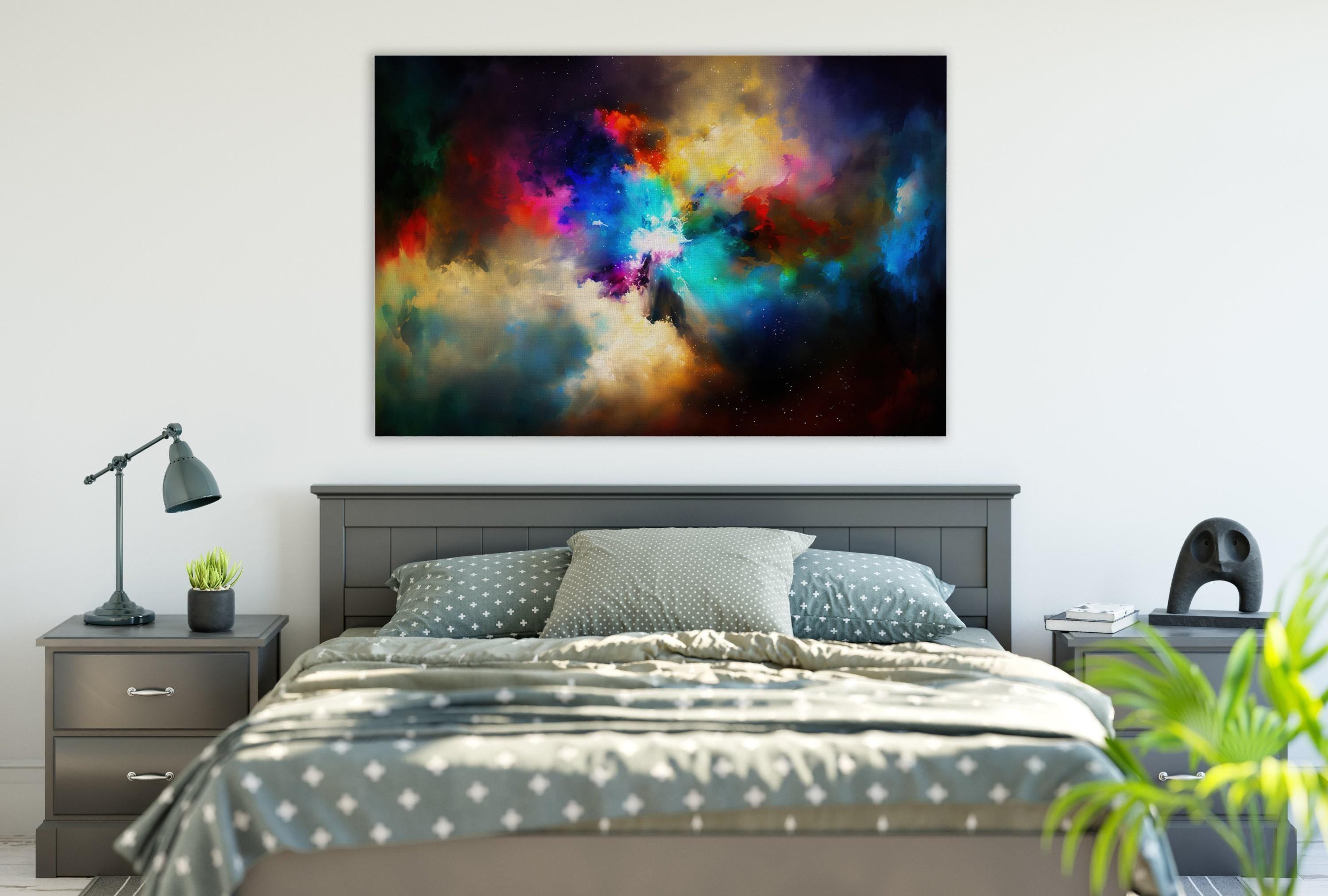 Nebula Canvas Art – Colorful Celestial Space Painting | Gallery-Wrapped Giclée Print