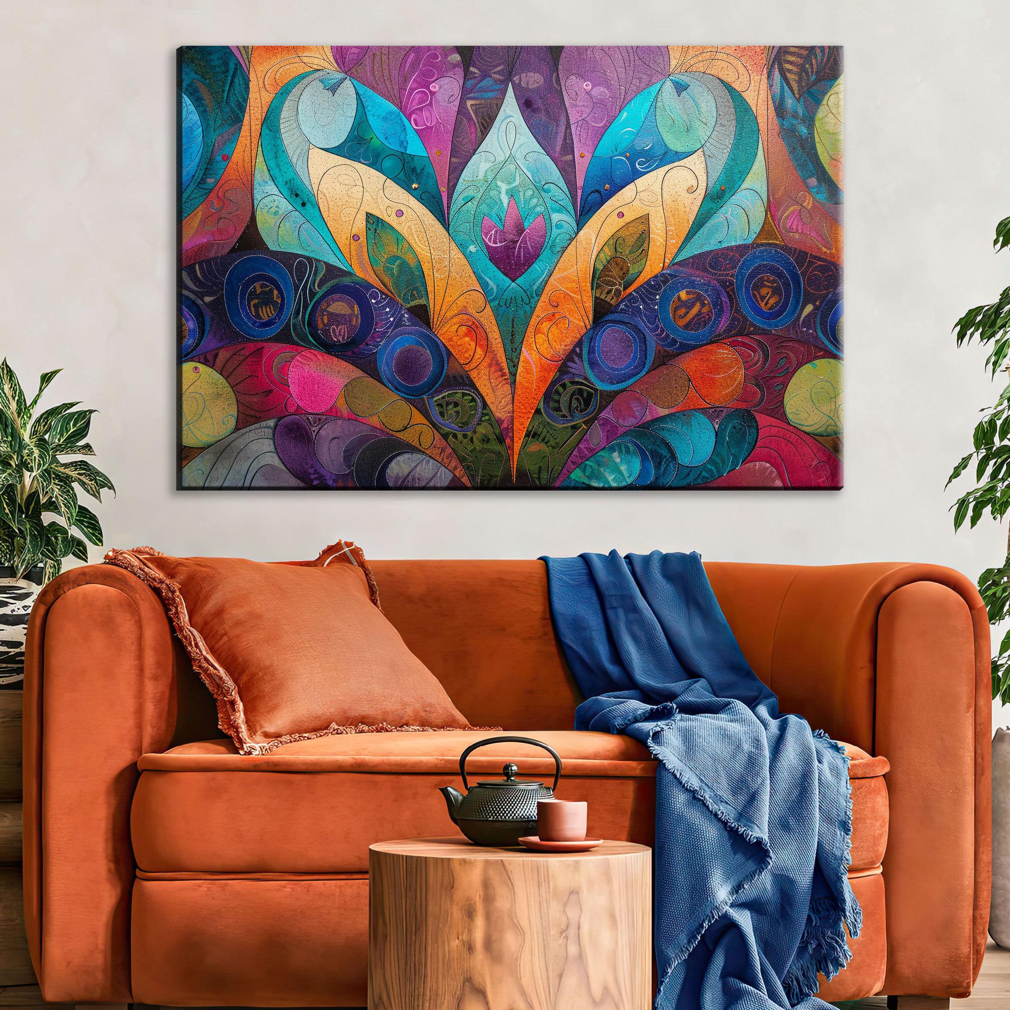Bohemian Wall Art - Boho Flower Canvas on Gallery Wrapped Canvas | Large Vibrant Print