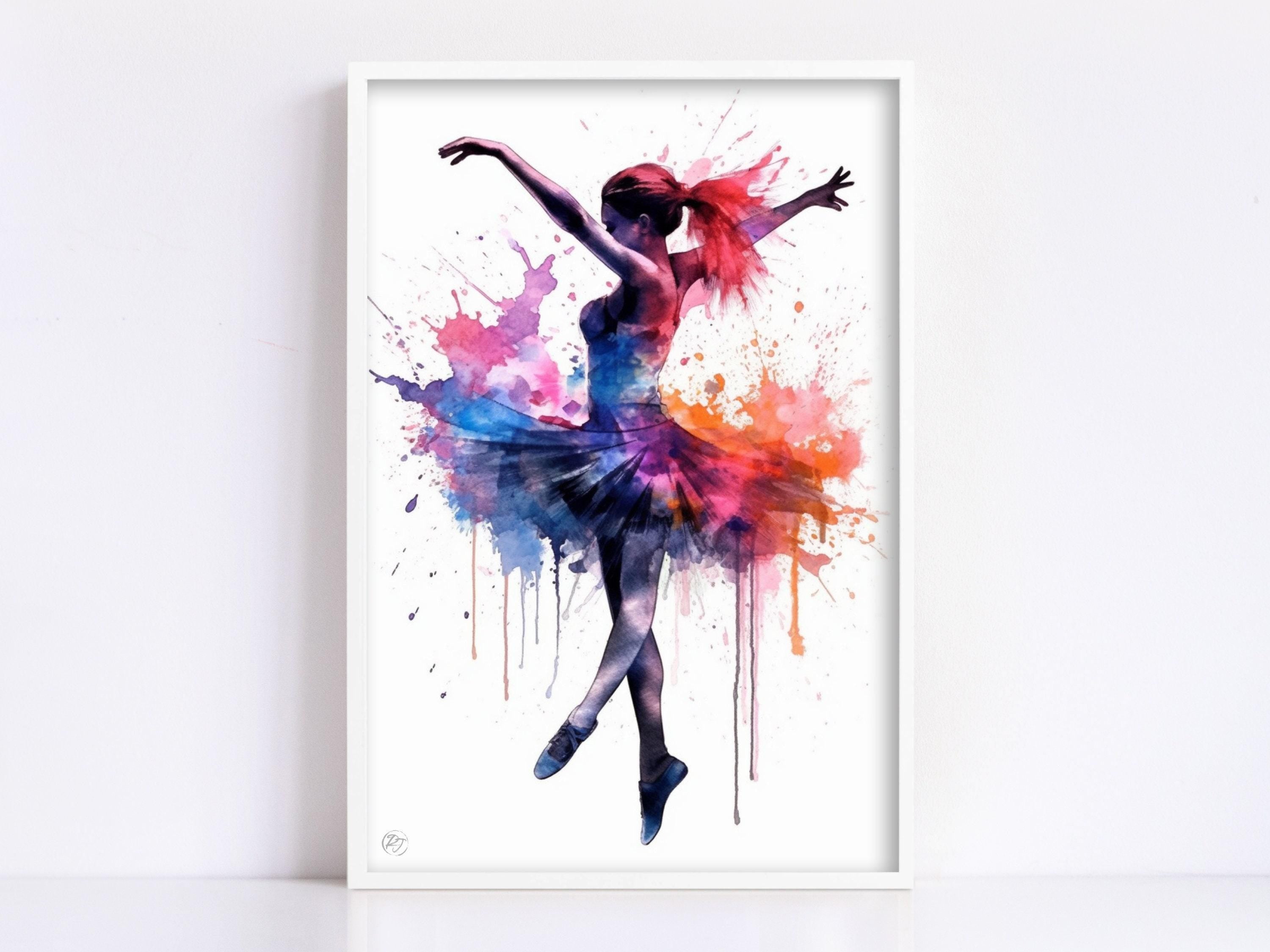 Elegant Ballerina Dancer: Watercolor Wall Art Print, Giclee Print on Canvas, Artist Paper, Watercolor Paper, Available in Extra Large Sizes