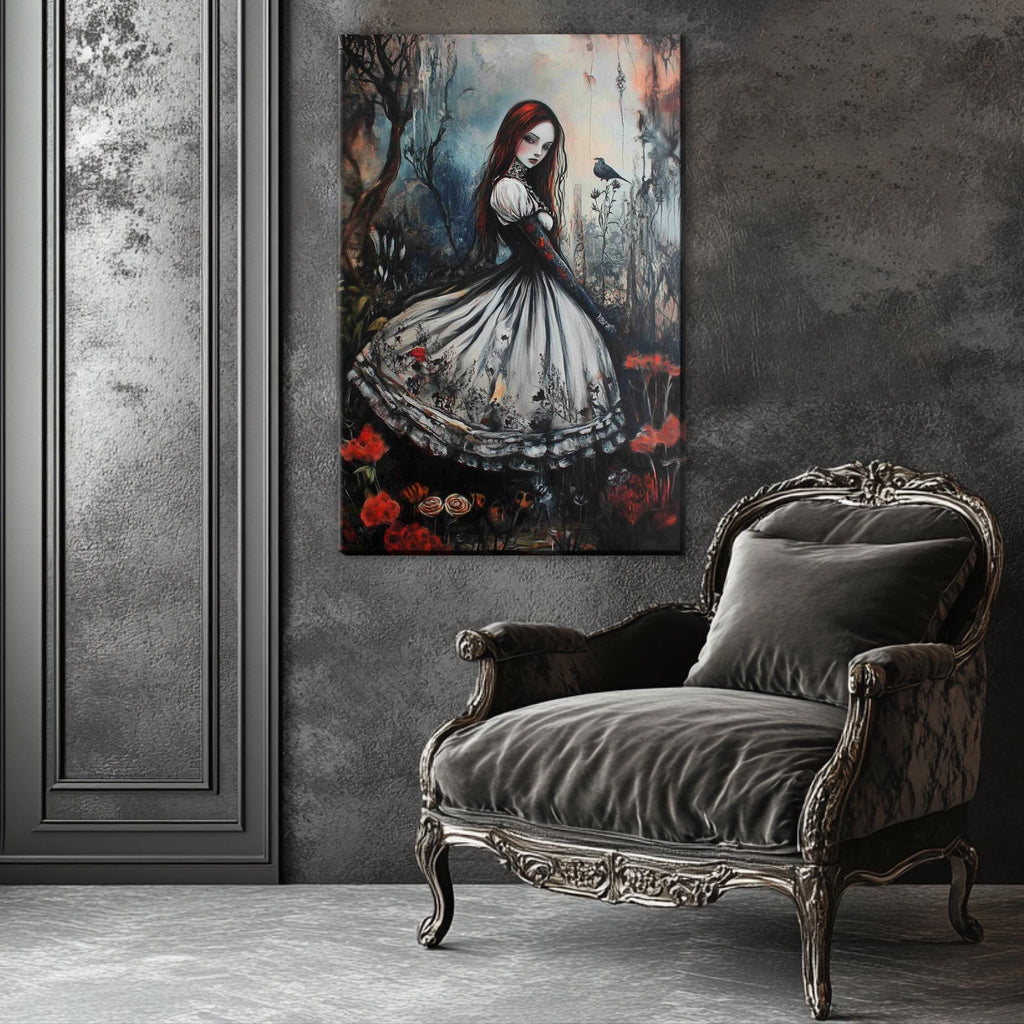 Gothic Alice Wall Art – Extra Large Framed Canvas Print, Ready to Hang