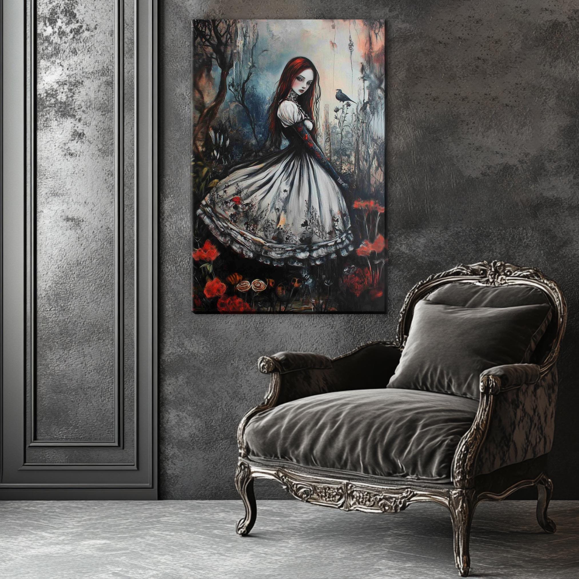 Gothic Alice Wall Art – Extra Large Framed Canvas Print, Ready to Hang