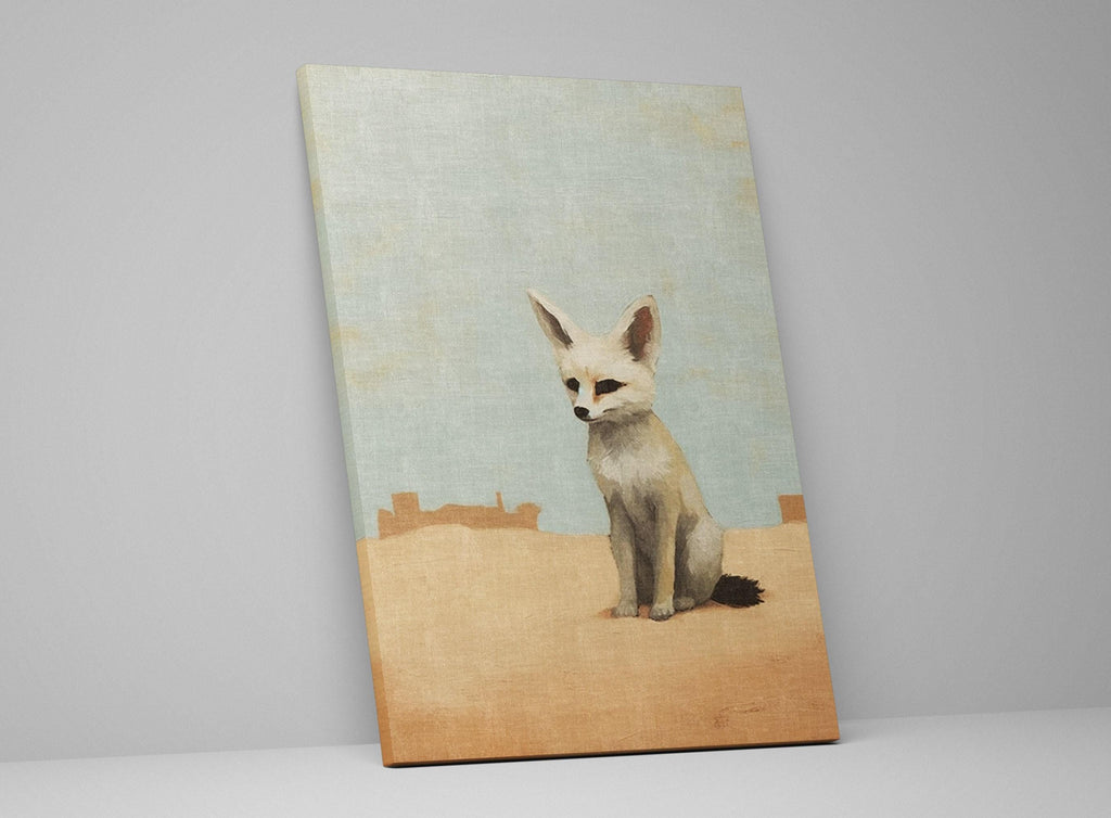 Desert Fox Wall Art - Minimalist Southwest Canvas Print | Large Fennec Fox Painting