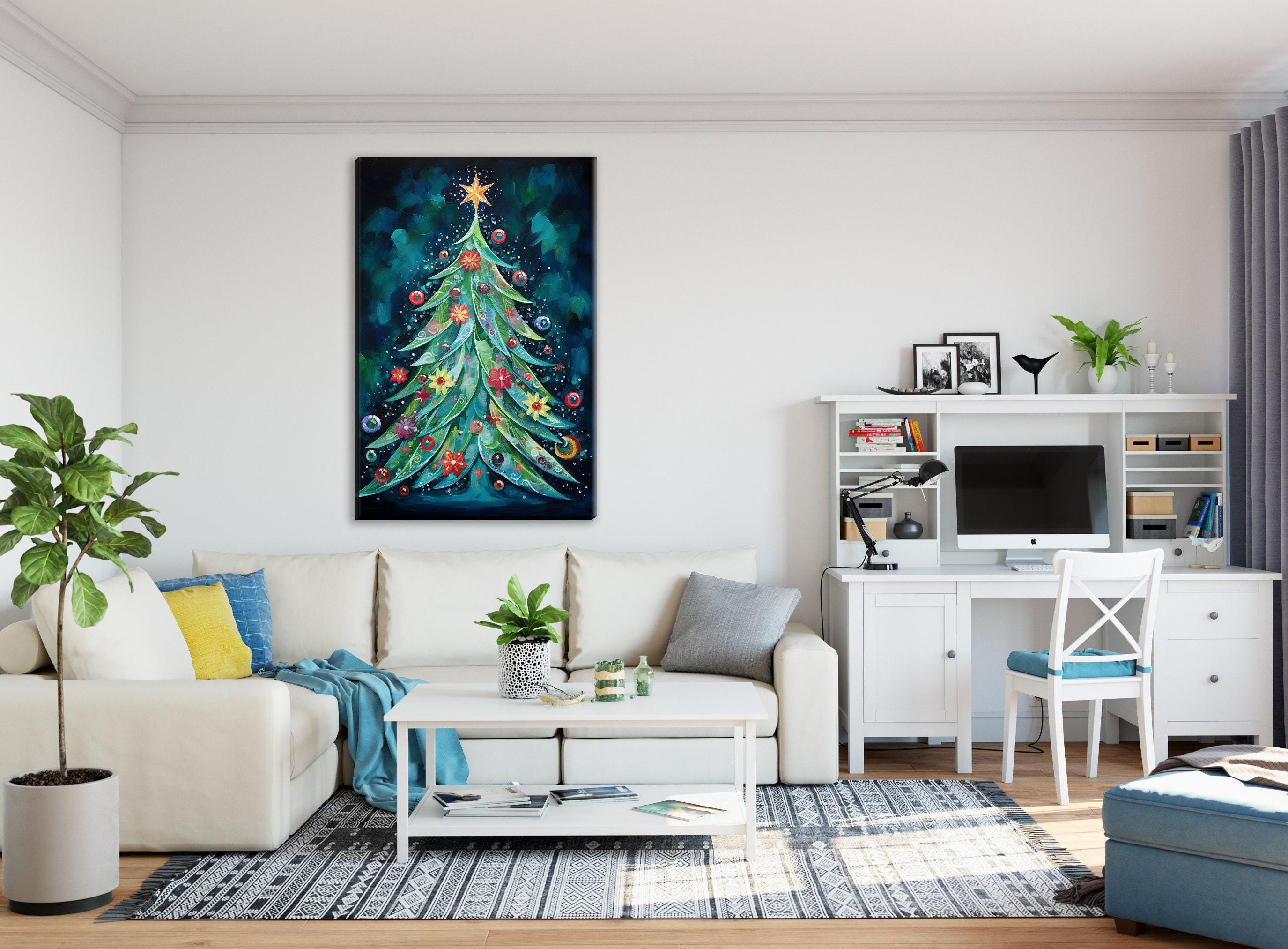 Boho Christmas Canvas - Festive Wall Art on Extra Large Gallery Wrapped Frame