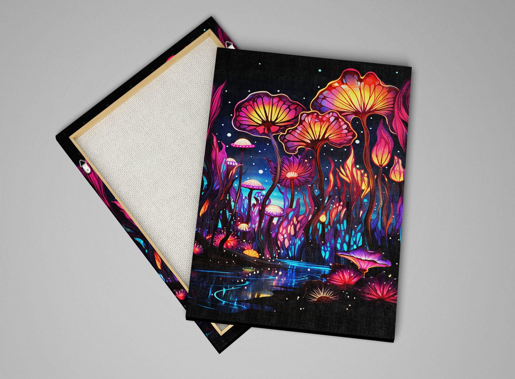 Mushroom Trip Canvas – Psychedelic Mushroom Art on Large Gallery Wrapped Canvas Wall Art