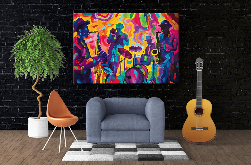 Abstract Jazz Wall Art – Gallery Wrapped Canvas Print | Ready to Hang, Extra Large