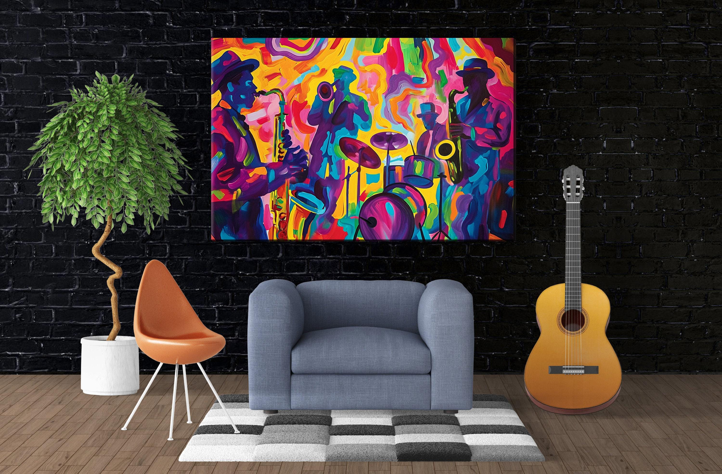 Abstract Jazz Wall Art – Gallery Wrapped Canvas Print | Ready to Hang, Extra Large