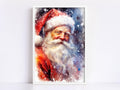 Santa Claus Watercolor Print - Cozy Holiday Art, Giclee Print on Canvas, Artist Paper, Watercolor Paper, Available in Extra Large Sizes