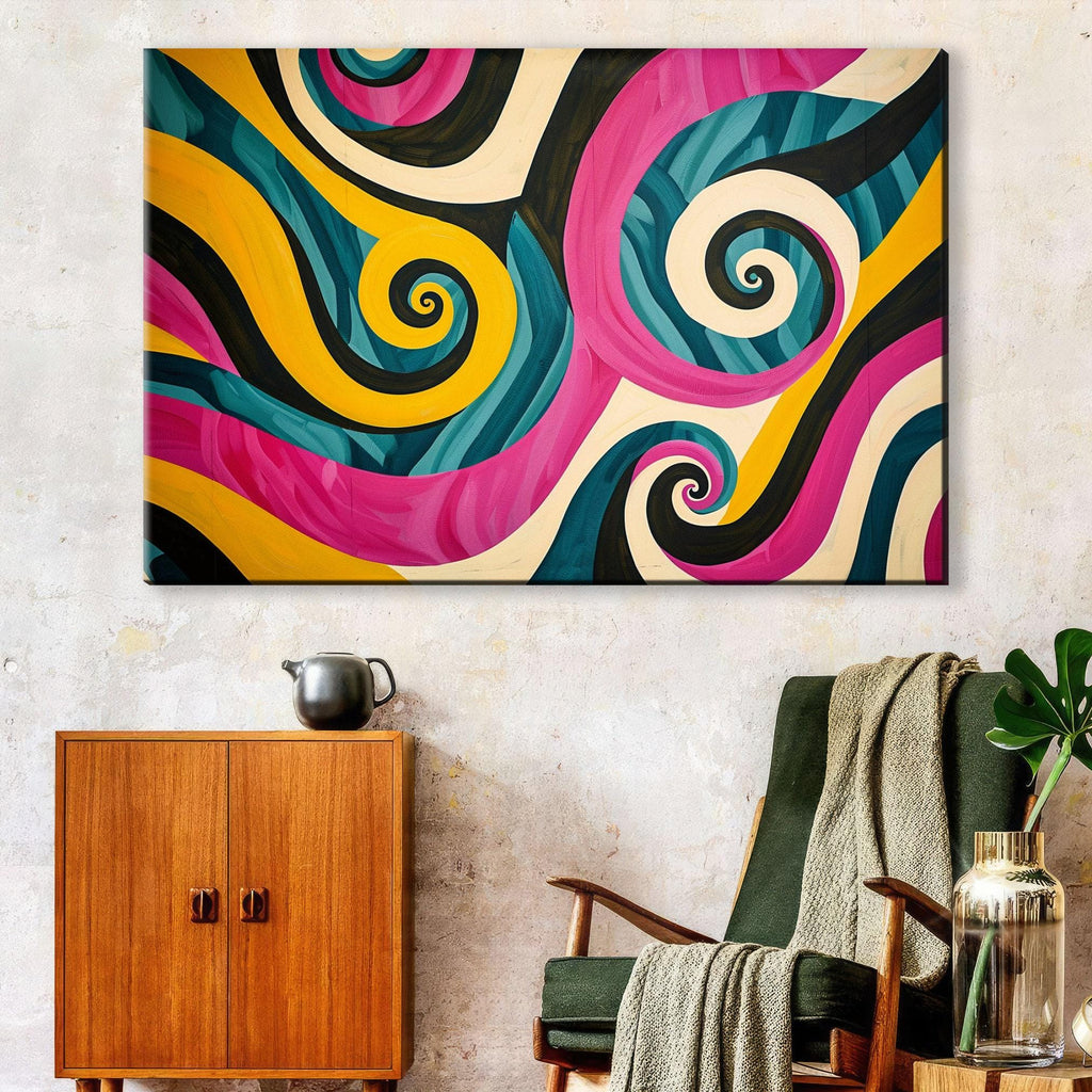 Pop Art Canvas - Large Abstract Swirl Painting | Gallery Wrapped, Ready to Hang