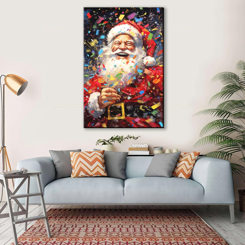 Santa Claus Wall Art - Large Christmas Canvas Print | Festive Holiday Decor