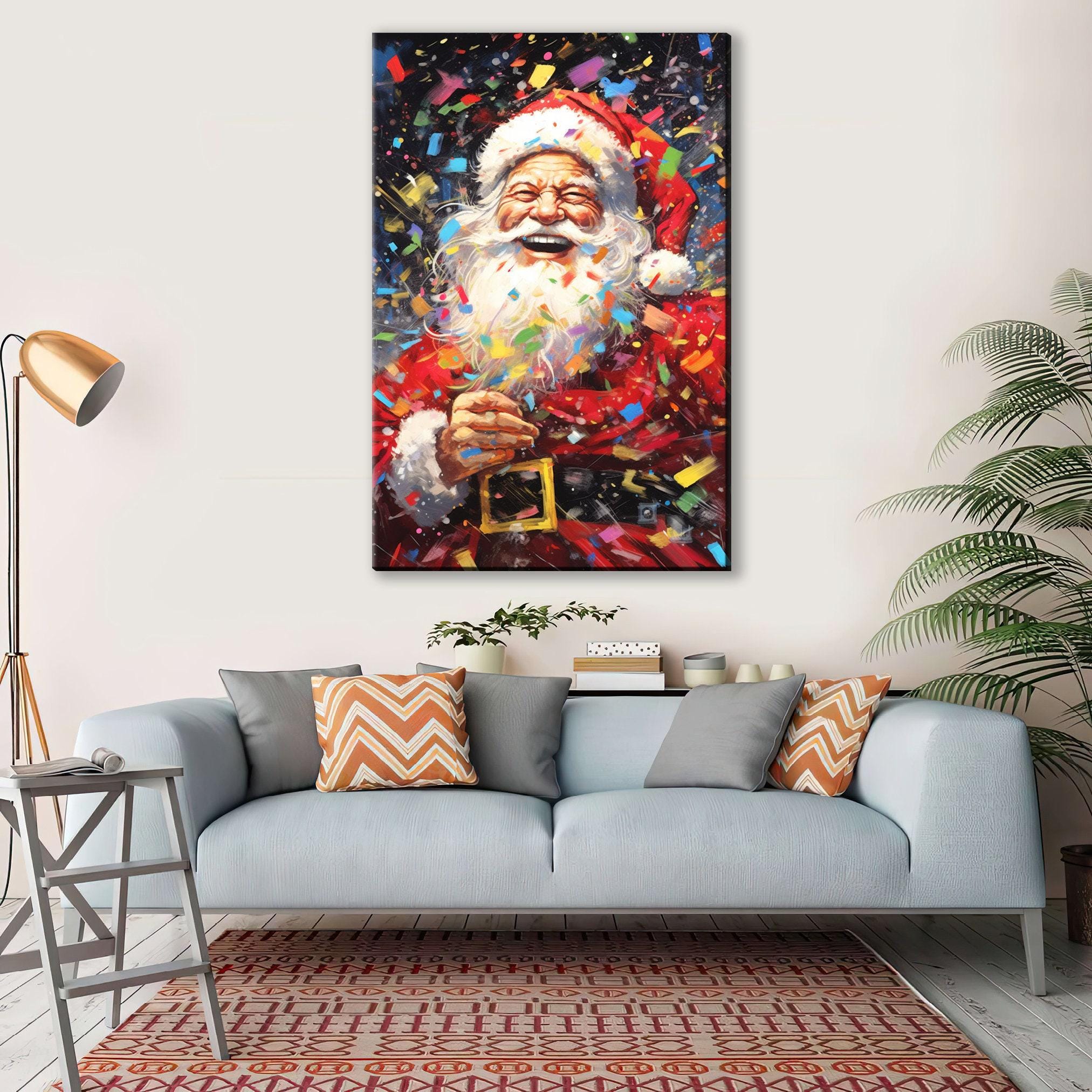Santa Claus Wall Art - Large Christmas Canvas Print | Festive Holiday Decor