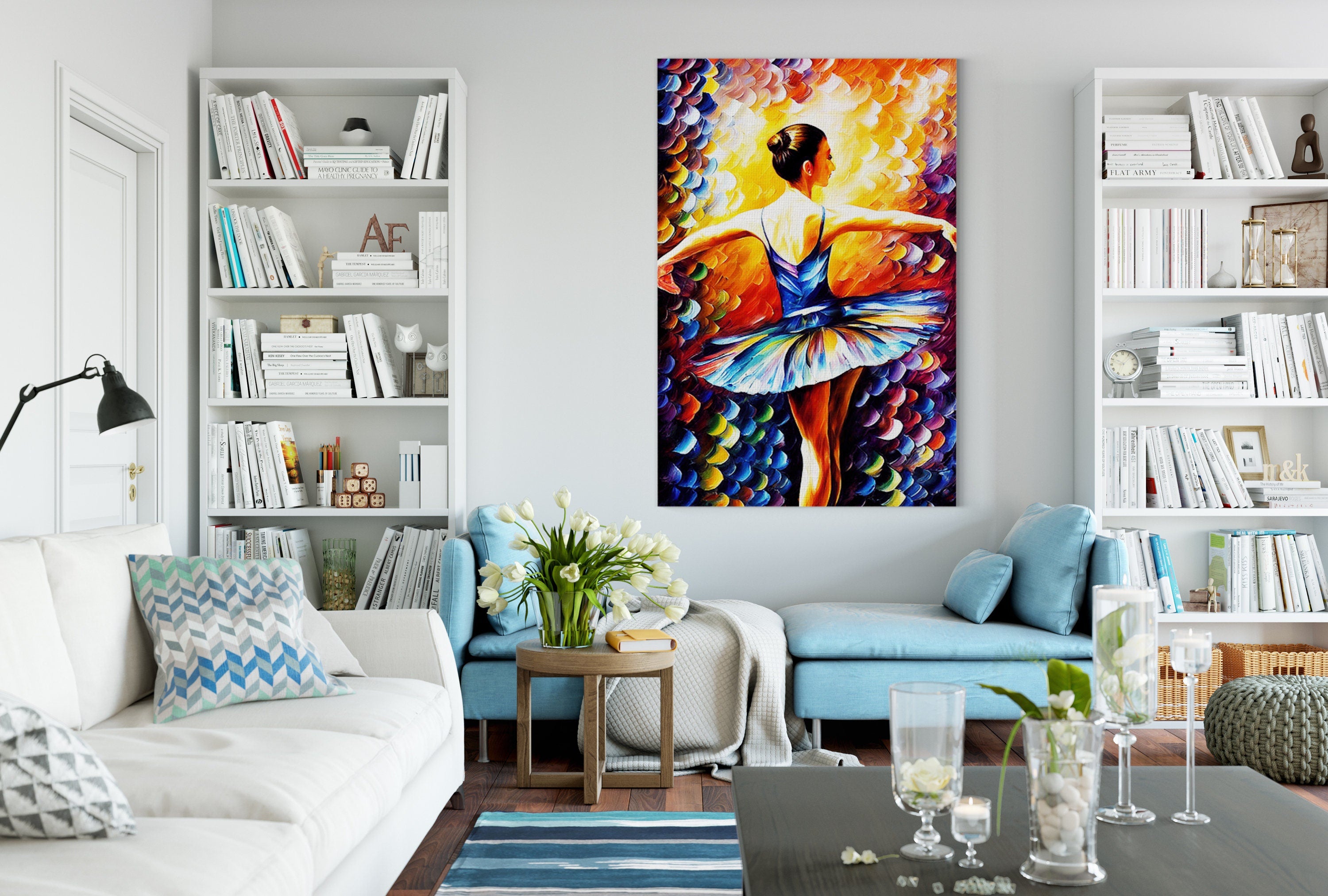 Ballerina Canvas Art – Ballet Dancer Painting on High Quality Wooden Frame