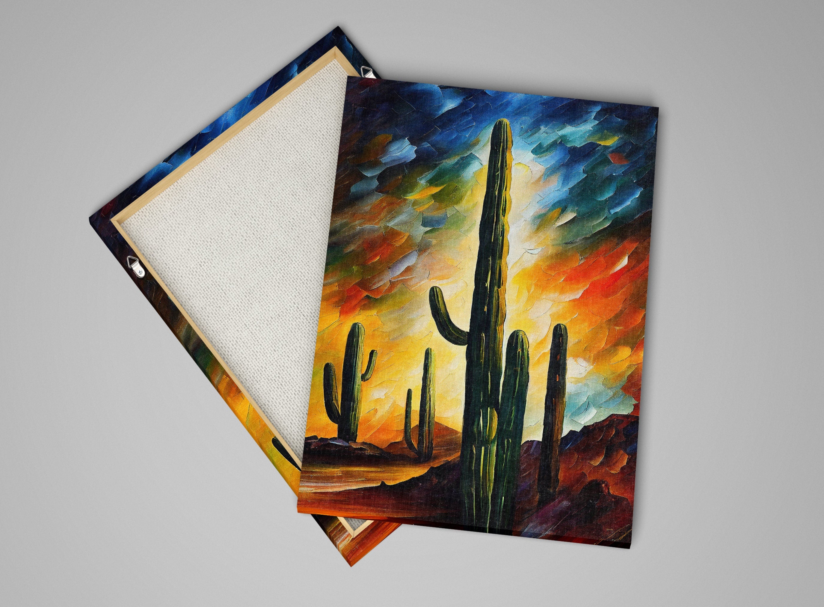 Cactus Canvas Art - Southwest Landscape Print | Gallery Ready UV Coated Canvas